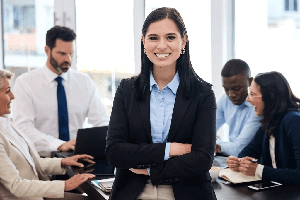 Career Development Manager Happily Leading A Meeting With Her Team