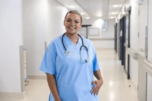 confident nurse in a healthcare facility