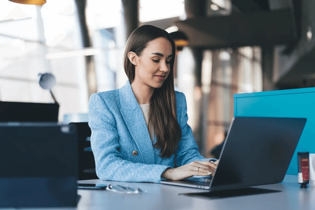 Female Employee Optimizing Her Linkedin Account