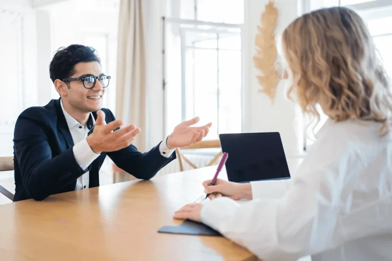 job applicant answering questions during an interview