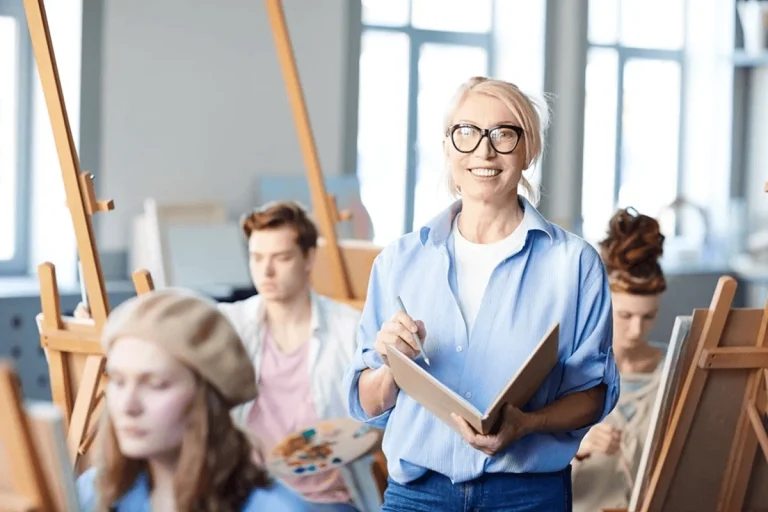 portrait of female teacher at class