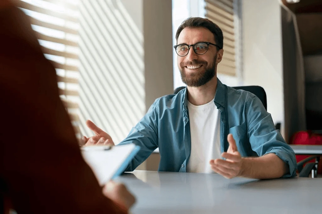 Confident Applicant Smiling During An Interview