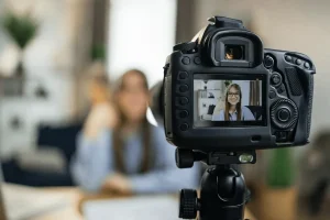 Job Seeker Recording A Video For Her Linkedin Profile