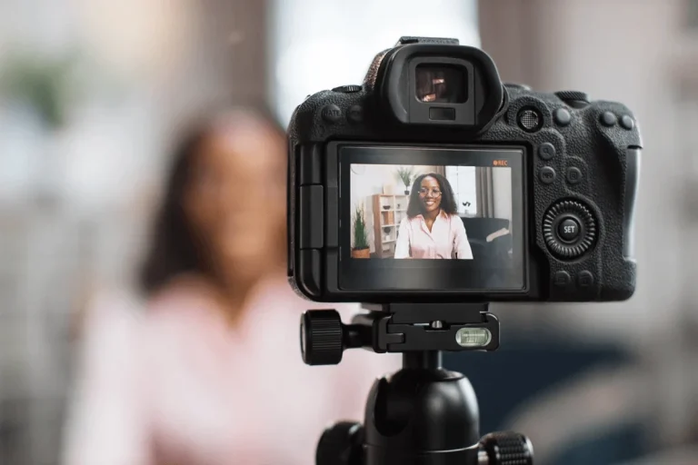 job seeker recording a video to upload to her LinkedIn profile