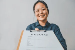 first-time job seeker handling her resume