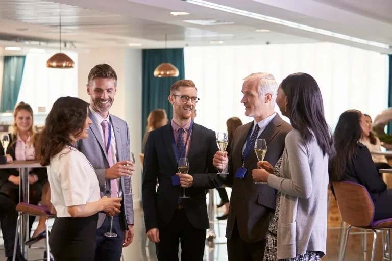 professionals networking at a conference