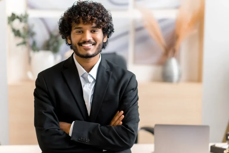 young and confident young professional in formal attire