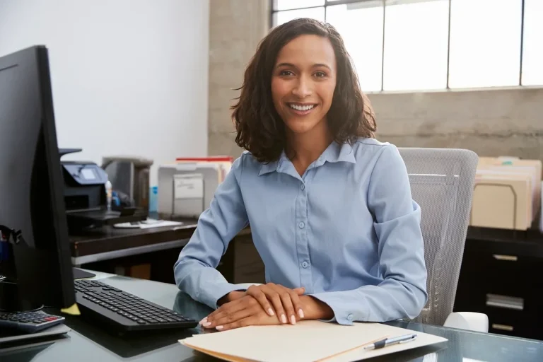 cheerful HR professional at work