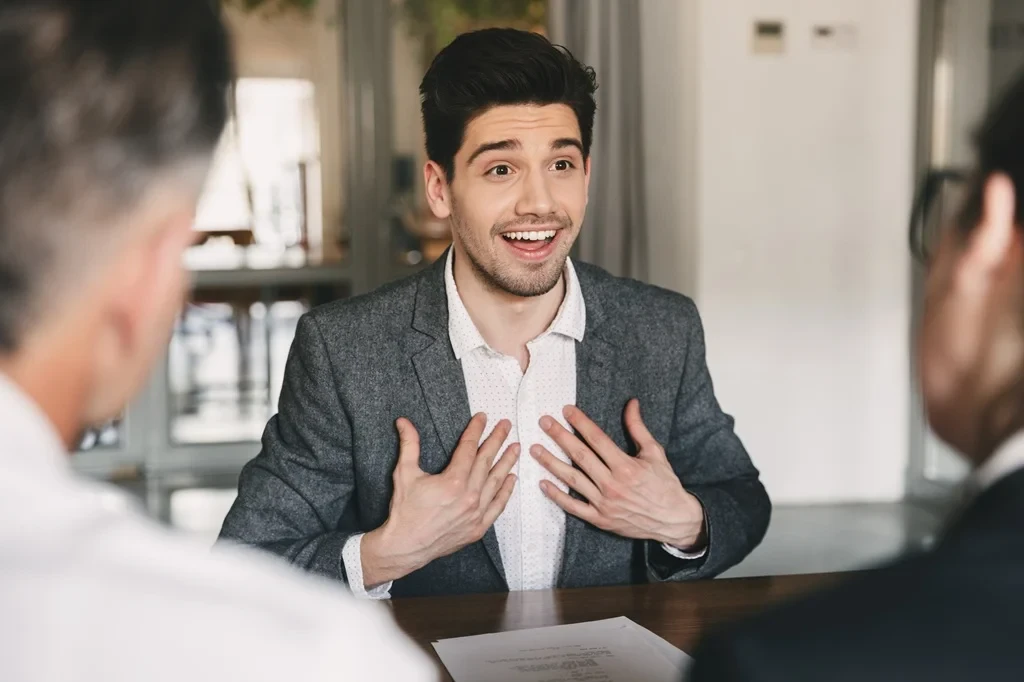 Job Applicant Confidently Speaking During An Interview