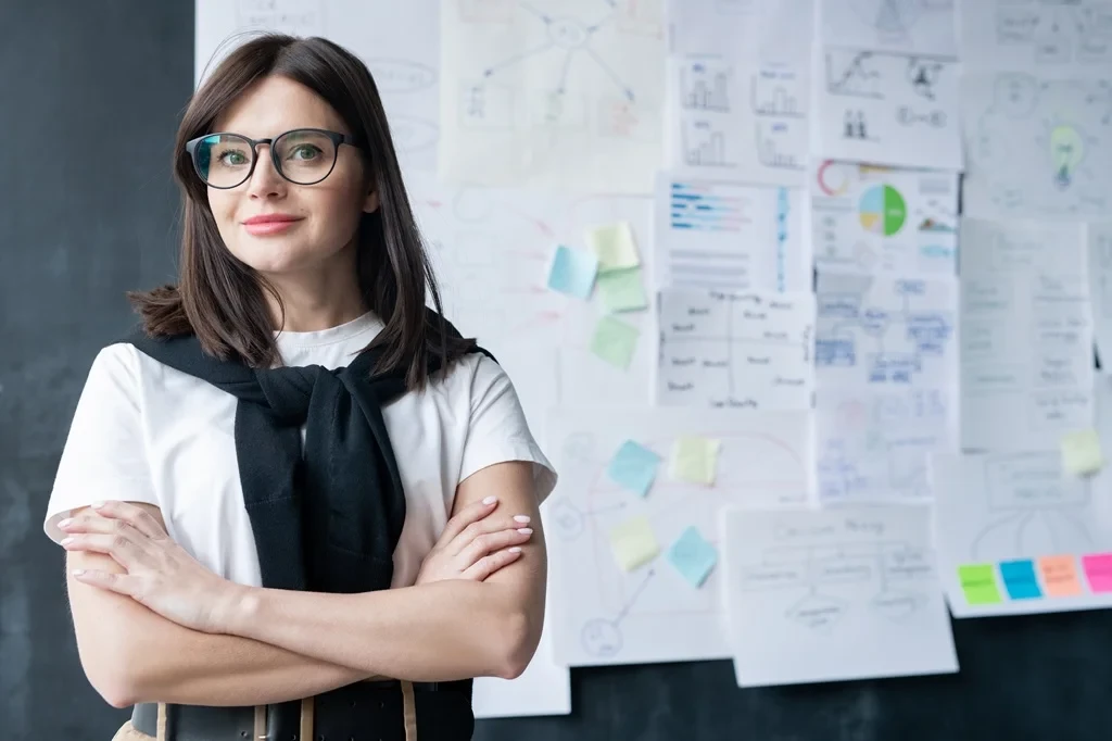 Confident Employee With Career Plans Displayed On Her Back