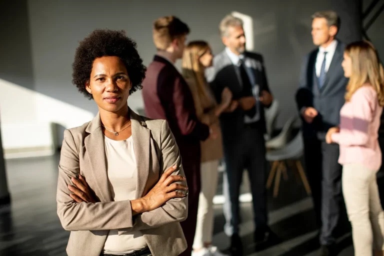 professional with her colleagues at work