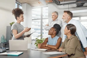 young professional showing impressive communication skills