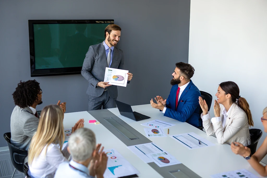 Businessman Showcasing His Presentation Skills While Working On A Business Project In A Modern Office