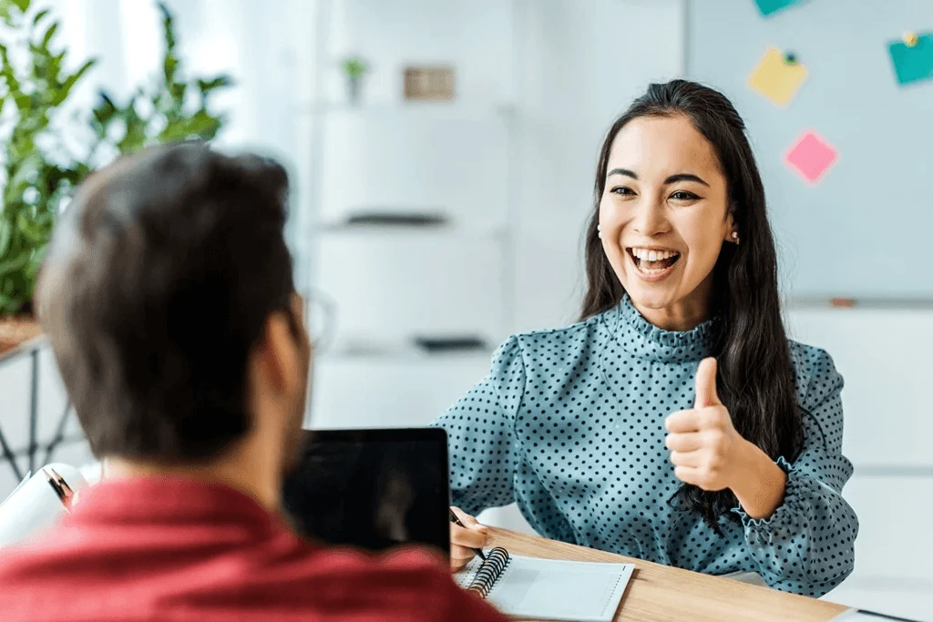 Hiring Manager Giving A Thumbs Up After Being Impressed With An Applicant