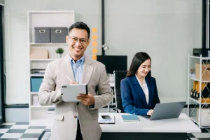 young asian male with interview etiquette