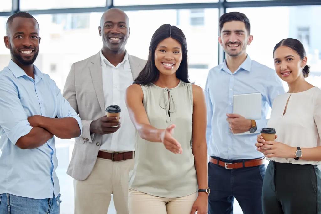 Business-And-Welcome-With-Handshake-In-Pov-For-Onboarding-With-Group-Of-Diverse-People