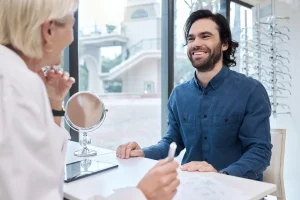 smiling man at a job interview