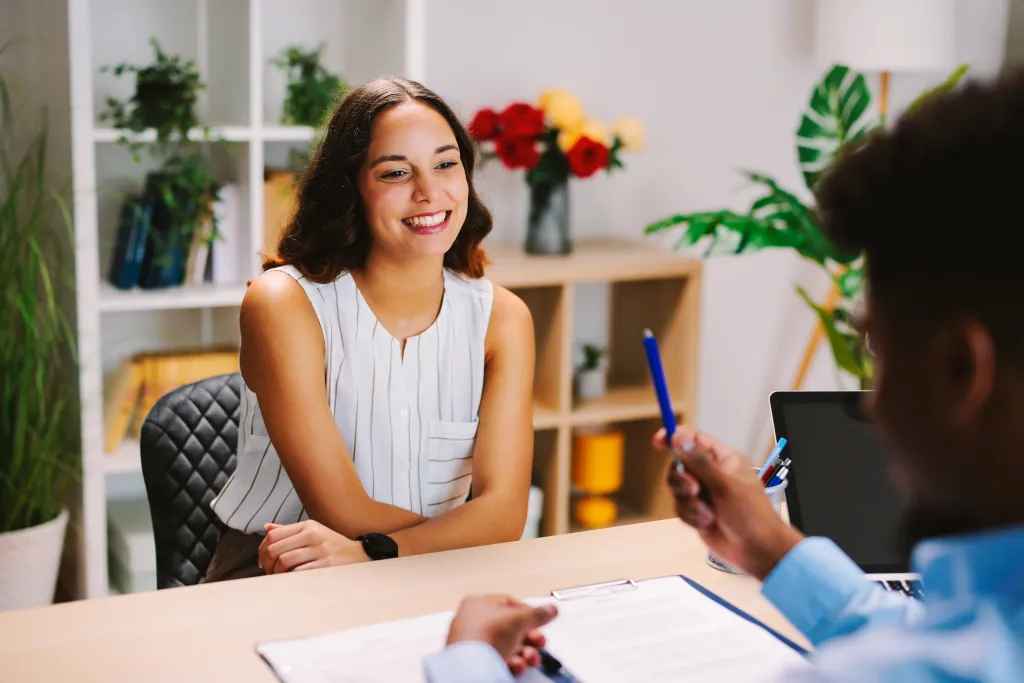 Young Beautiful Woman At A Job Interview