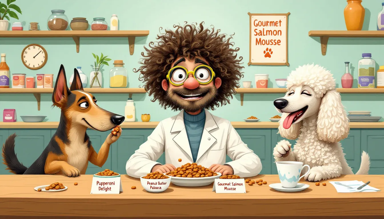 A Dog Food Taster Analyzing Different Dog Food Samples.